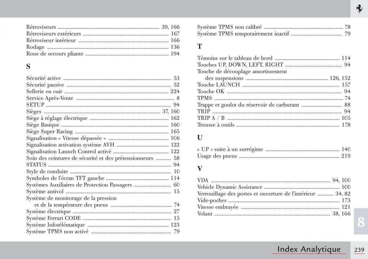 manual  Ferrari 458 Italia manuel du proprietaire / page 239