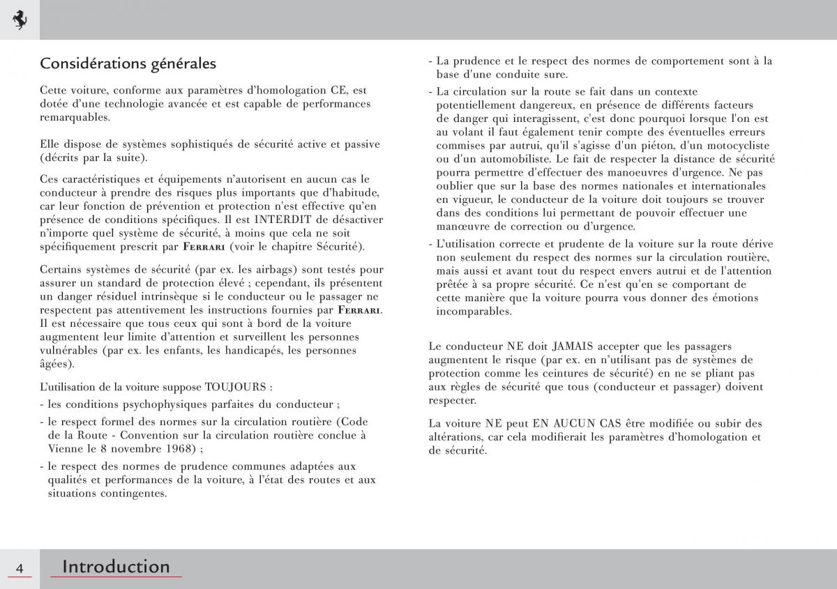 manual  Ferrari 458 Italia manuel du proprietaire / page 4