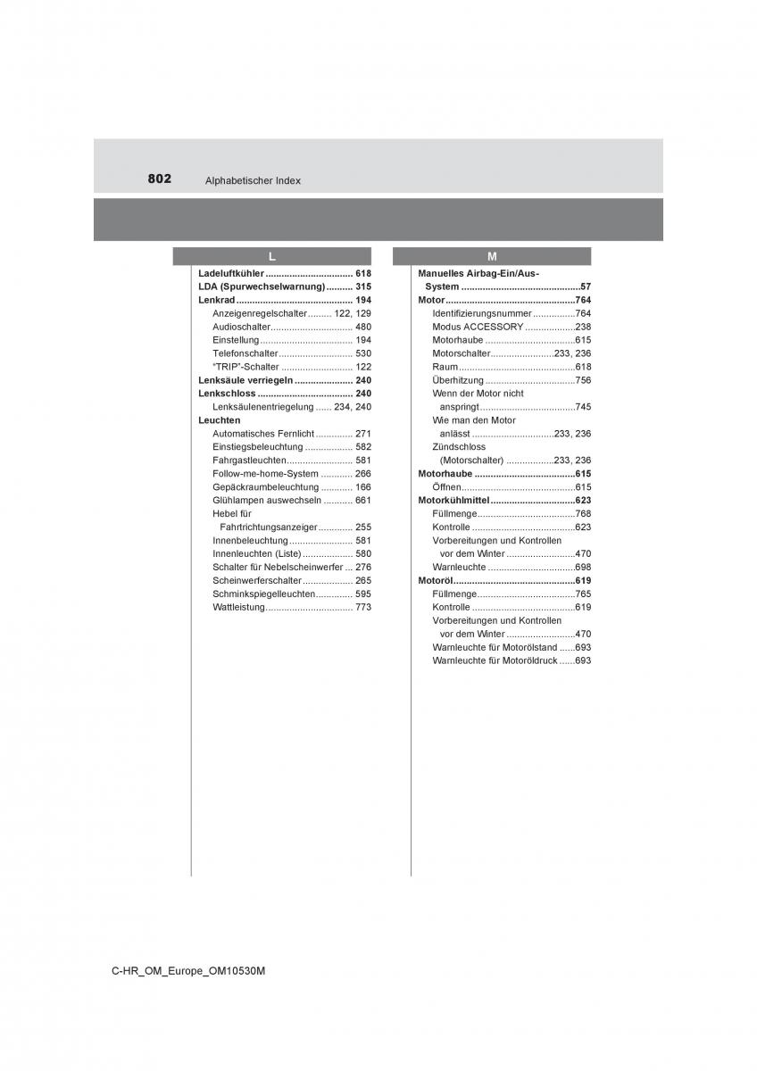 Toyota C HR Handbuch / page 802