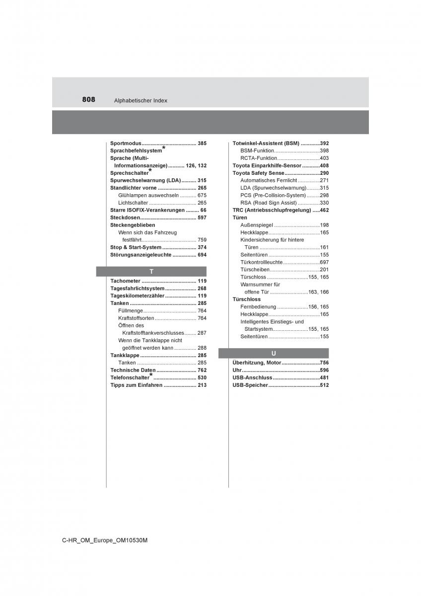 Toyota C HR Handbuch / page 808