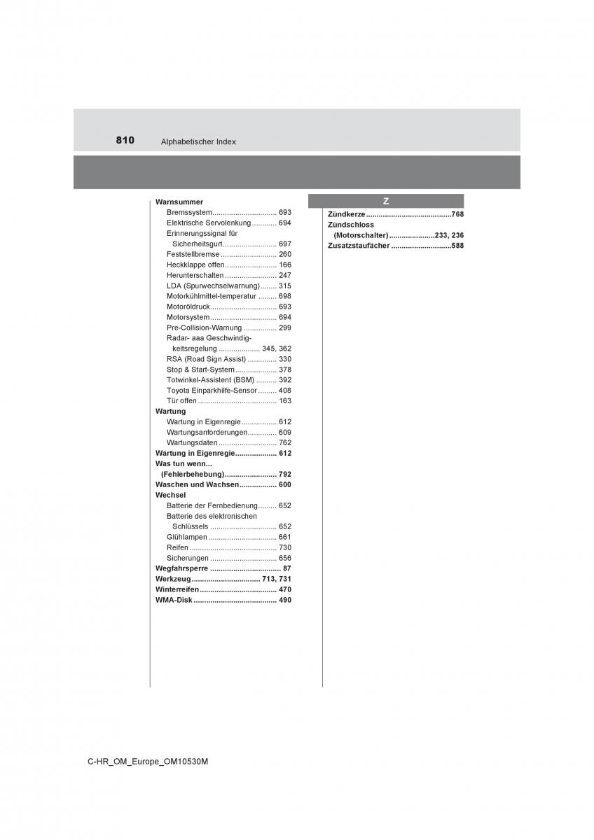 Toyota C HR Handbuch / page 810