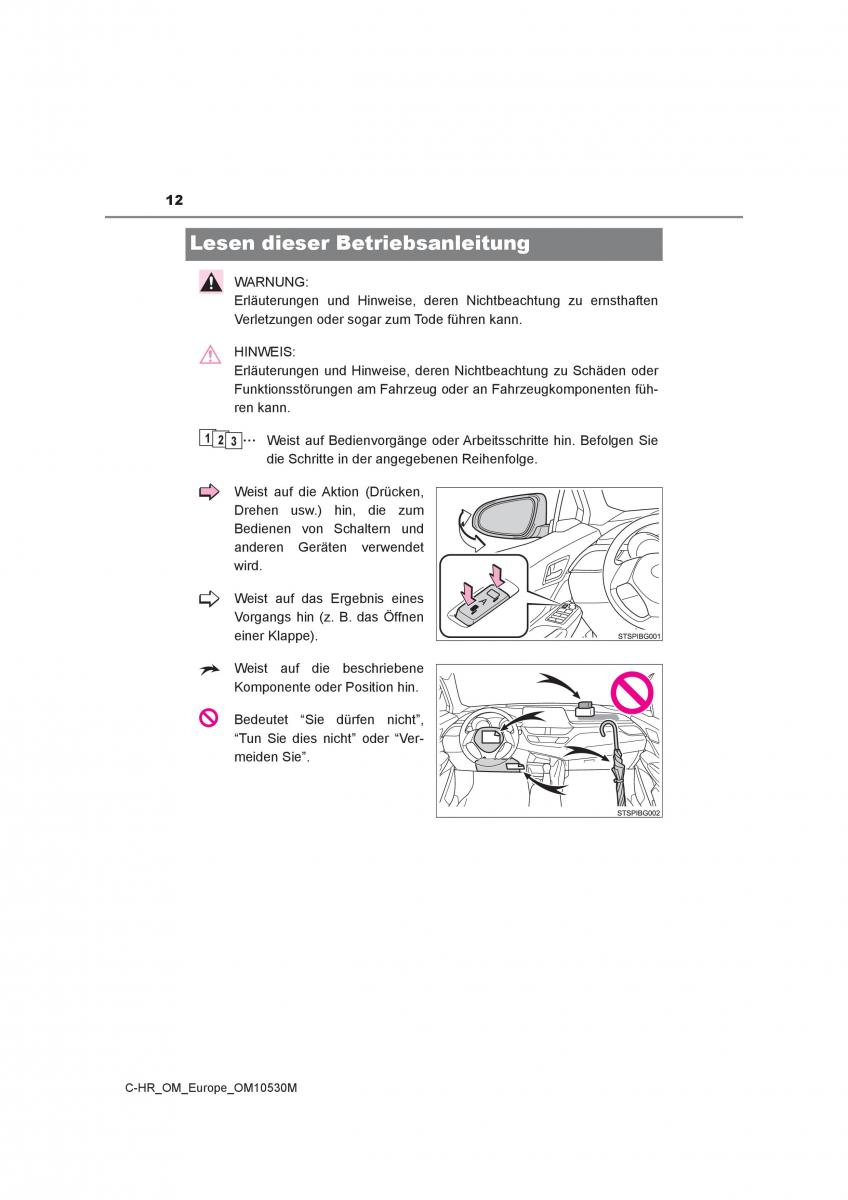 Toyota C HR Handbuch / page 12