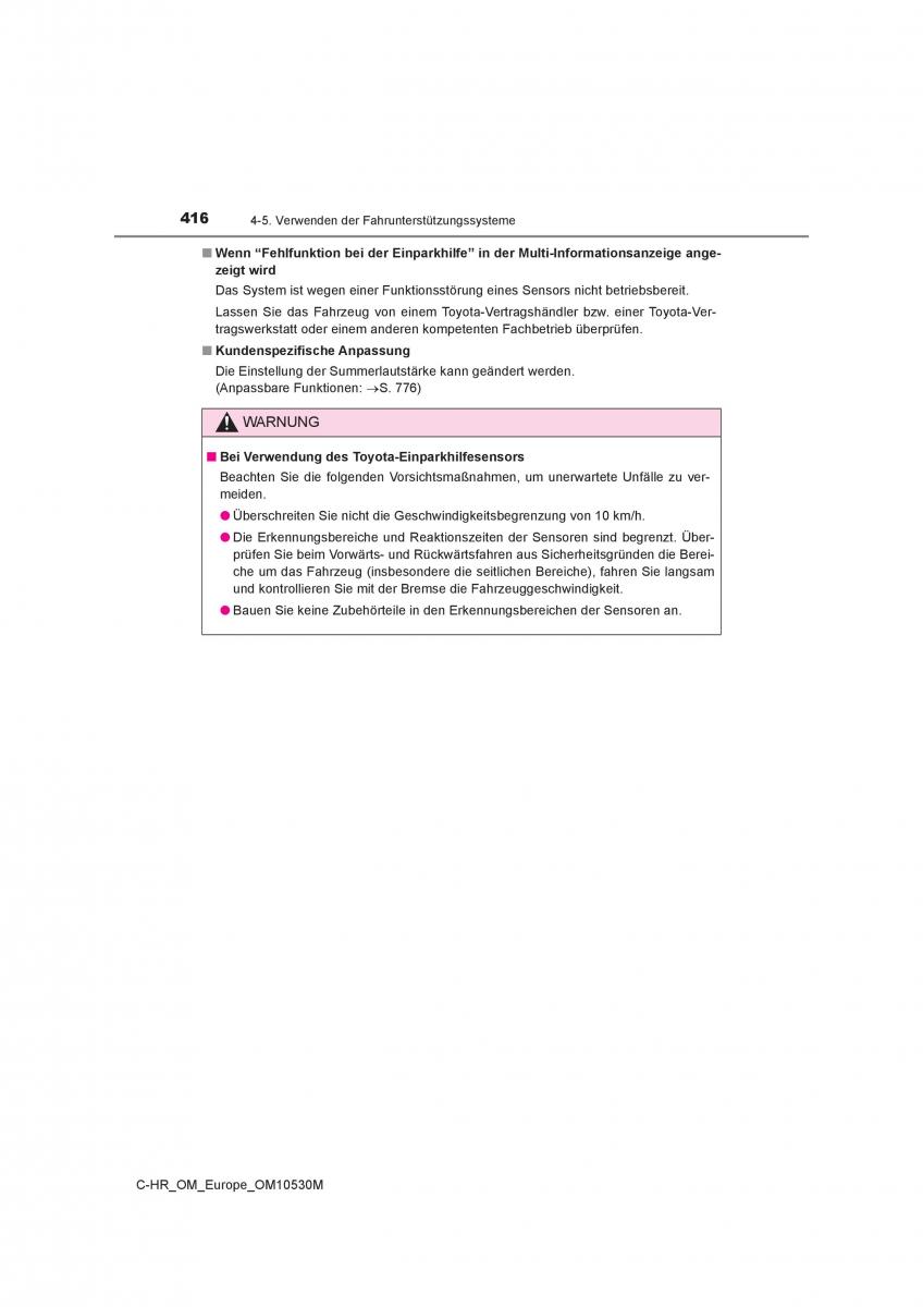 Toyota C HR Handbuch / page 416