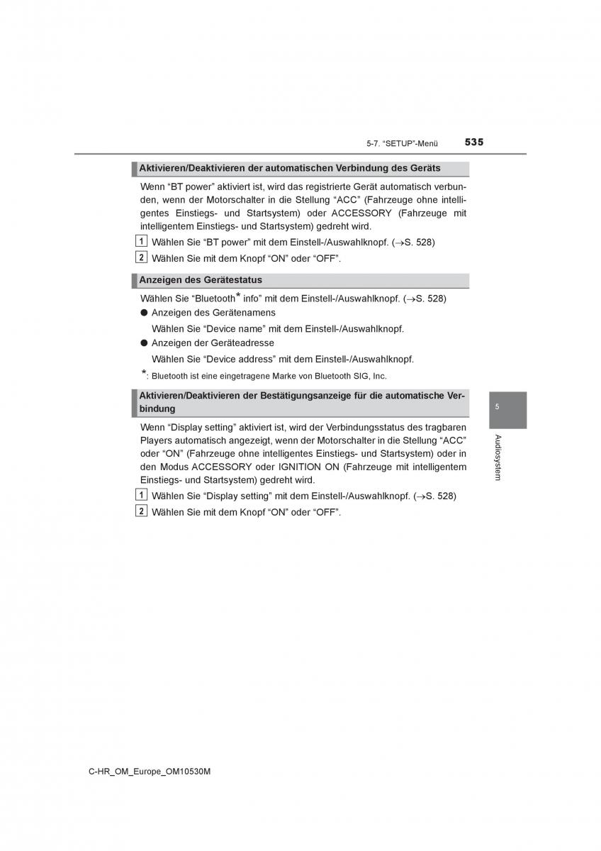 Toyota C HR Handbuch / page 535