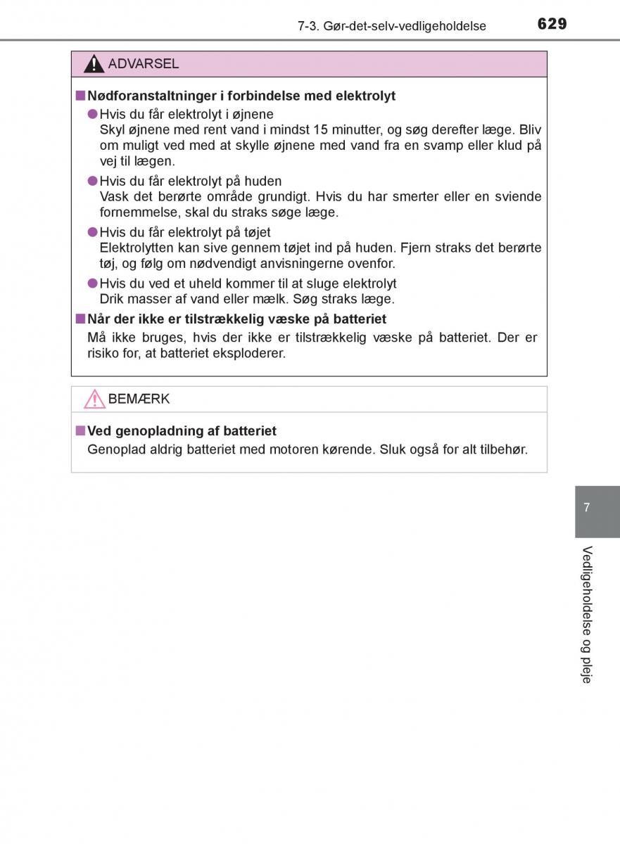 Toyota C HR Bilens instruktionsbog / page 629