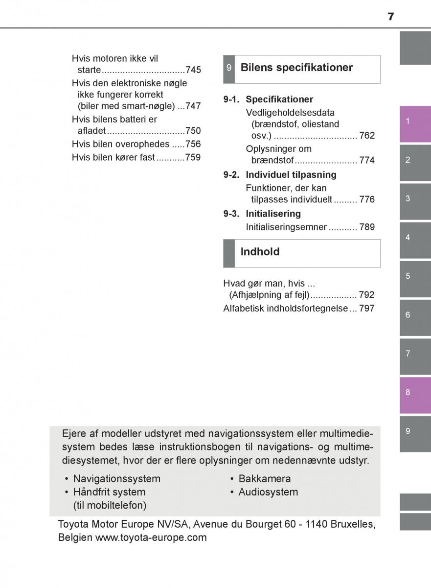 Toyota C HR Bilens instruktionsbog / page 7