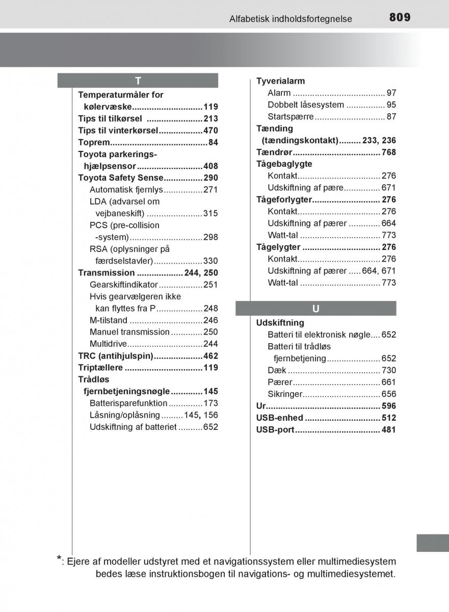 Toyota C HR Bilens instruktionsbog / page 809