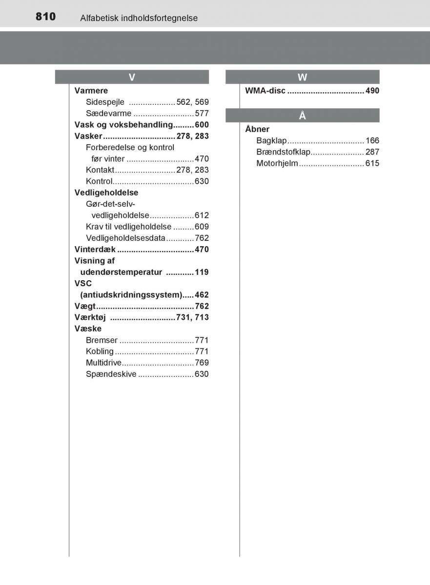 Toyota C HR Bilens instruktionsbog / page 810