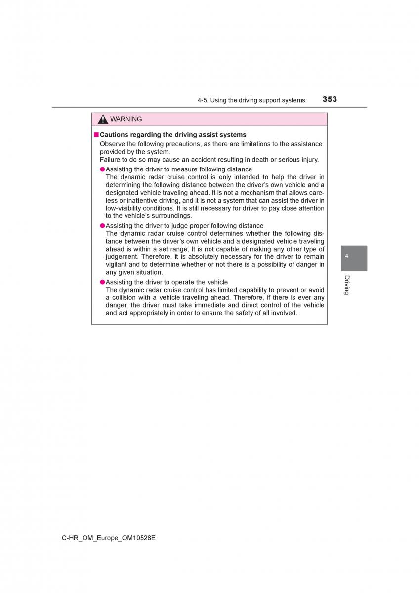 Toyota C HR owners manual / page 353