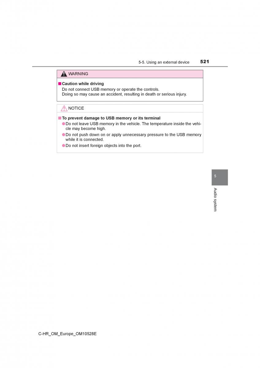Toyota C HR owners manual / page 521