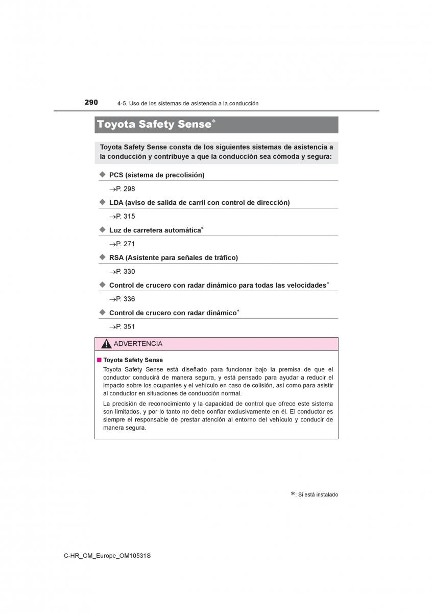 Toyota C HR manual del propietario / page 290