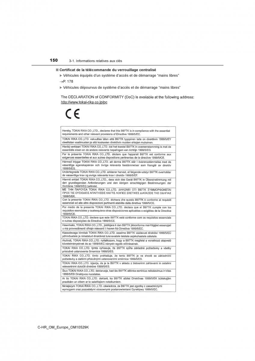 Toyota C HR manuel du proprietaire / page 150