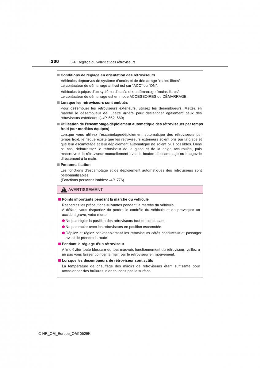 Toyota C HR manuel du proprietaire / page 200