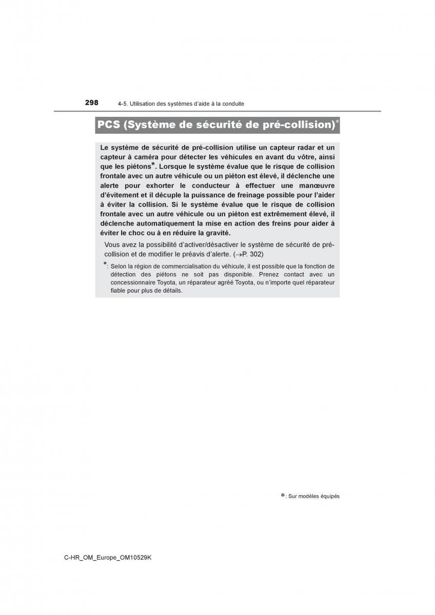 Toyota C HR manuel du proprietaire / page 298