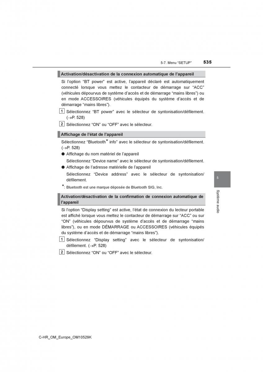 Toyota C HR manuel du proprietaire / page 535
