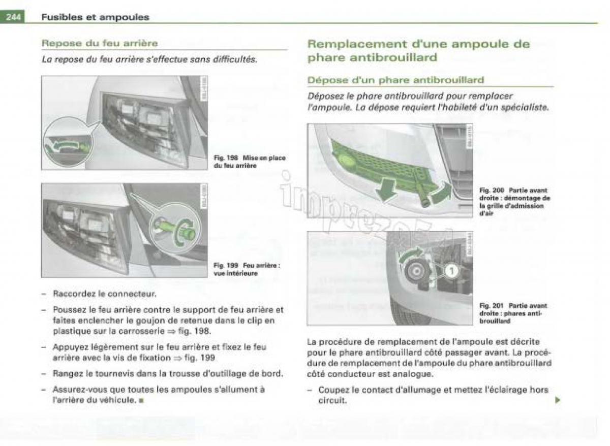 Audi TT II 2 manuel du proprietaire / page 245