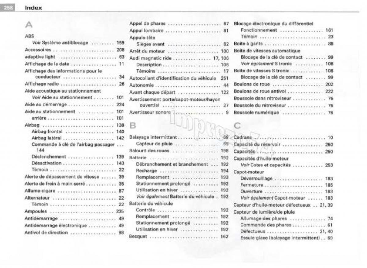 Audi TT II 2 manuel du proprietaire / page 259