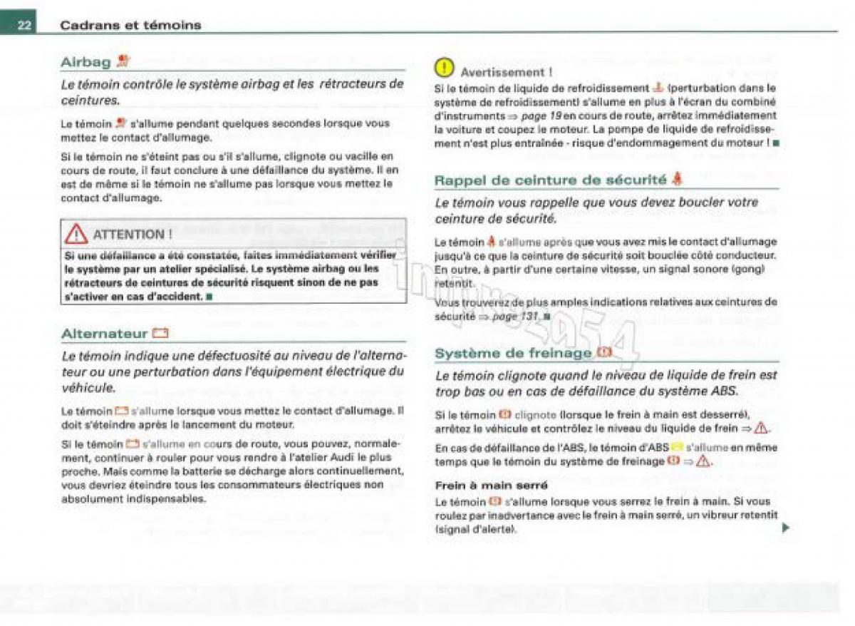 Audi TT II 2 manuel du proprietaire / page 23