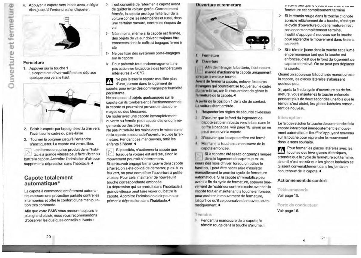 BMW Z4 E85 E86 manuel du proprietaire / page 11