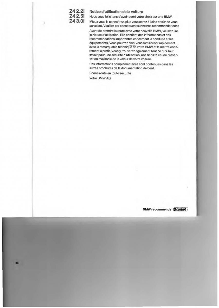 BMW Z4 E85 E86 manuel du proprietaire / page 2