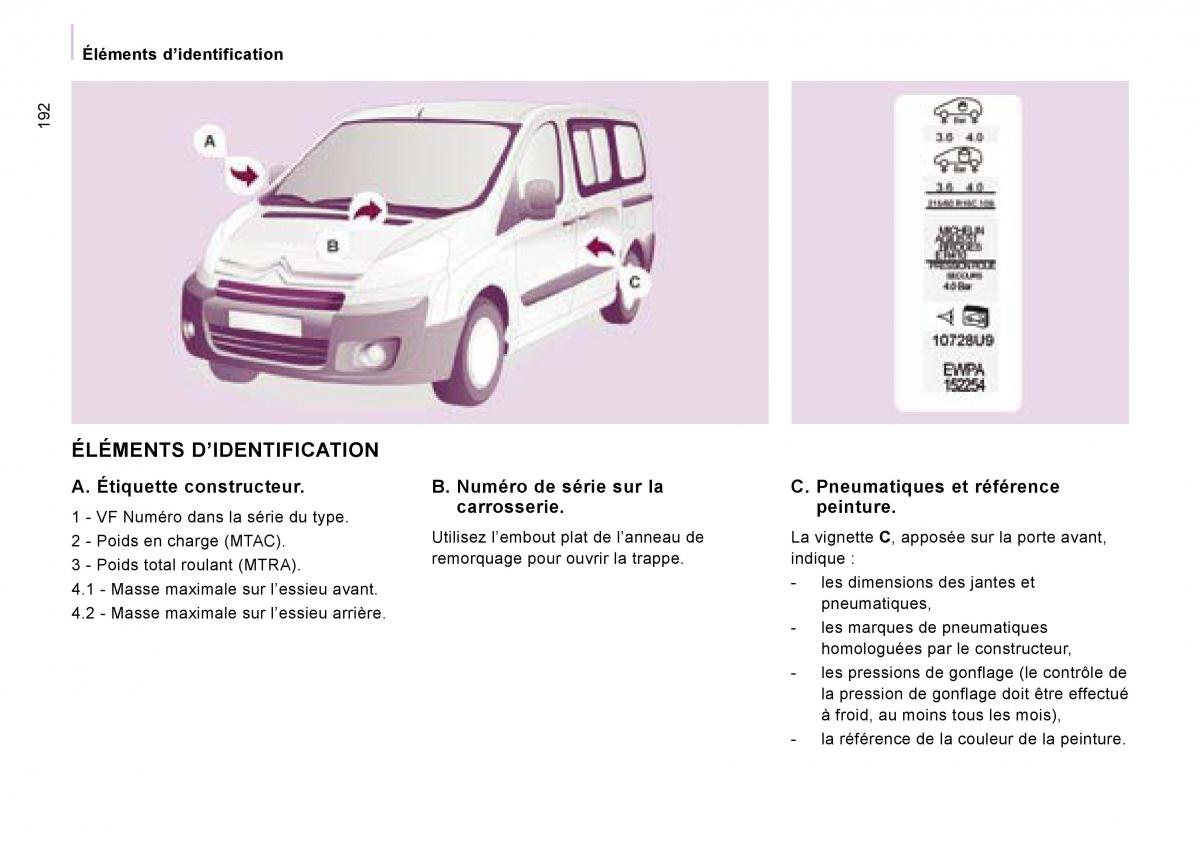 Citroen Jumpy Atlante manuel du proprietaire / page 198