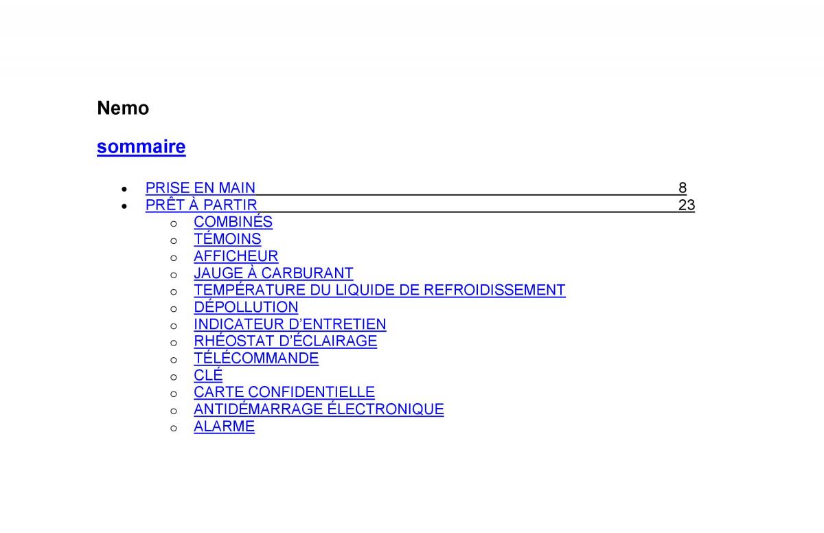 Citroen Nemo manuel du proprietaire / page 2