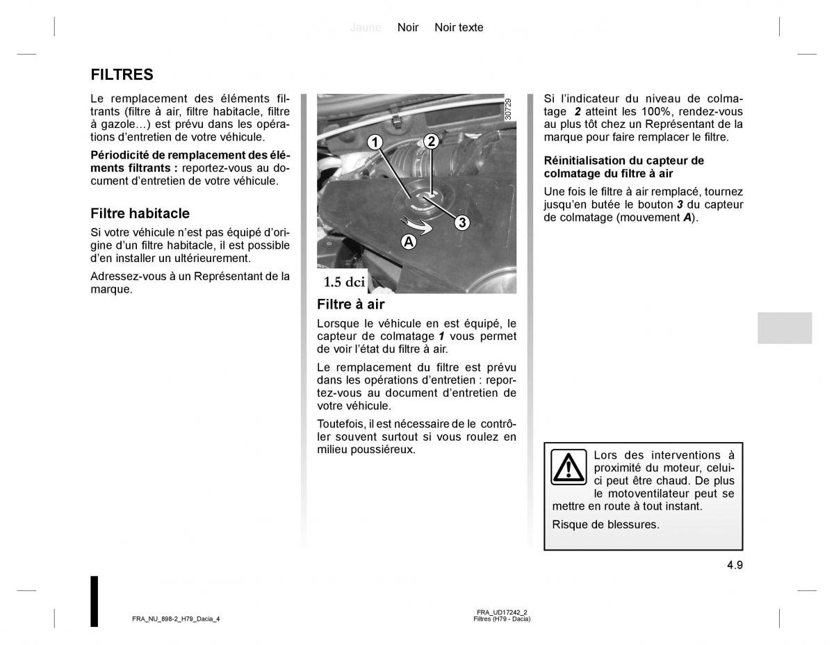 Dacia Duster I 1 manuel du proprietaire / page 109