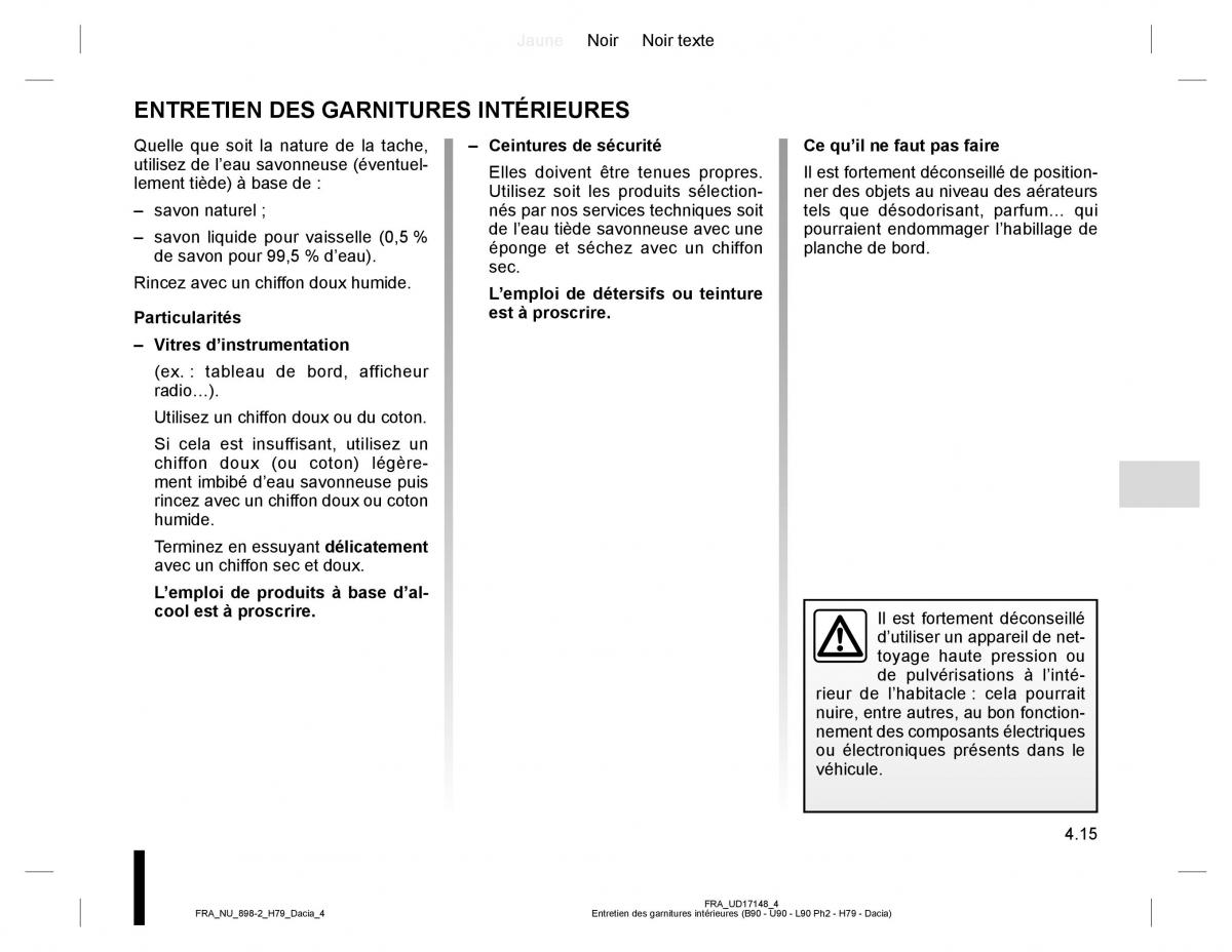 Dacia Duster I 1 manuel du proprietaire / page 115