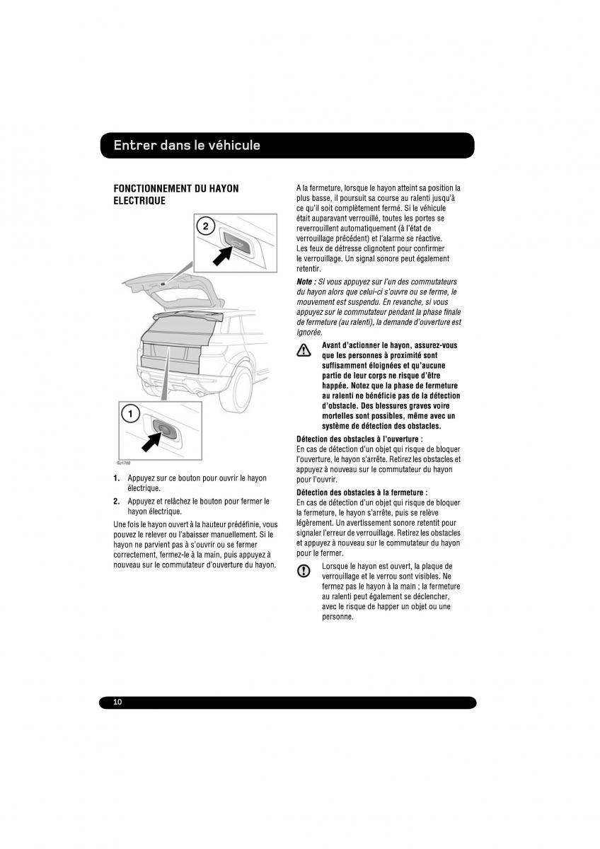 manual  Land Rover Range Rover Evoque manuel du proprietaire / page 10