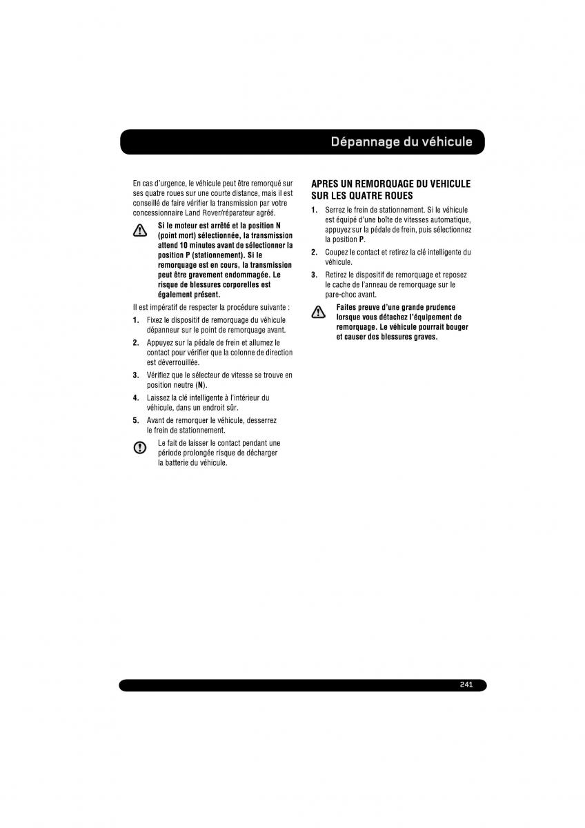 Land Rover Range Rover Evoque manuel du proprietaire / page 241