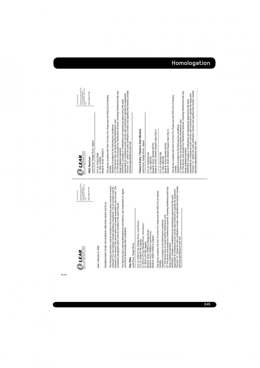 Land Rover Range Rover Evoque manuel du proprietaire / page 245