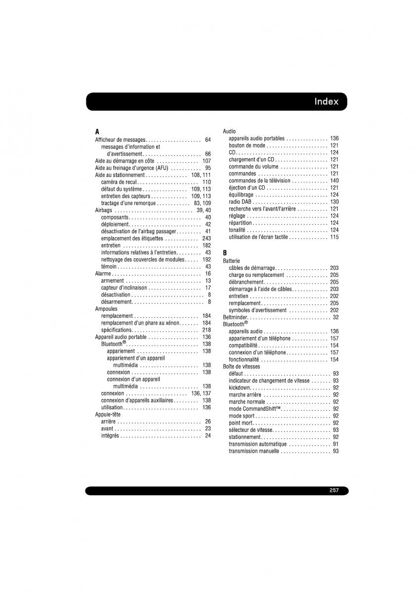 manual  Land Rover Range Rover Evoque manuel du proprietaire / page 257