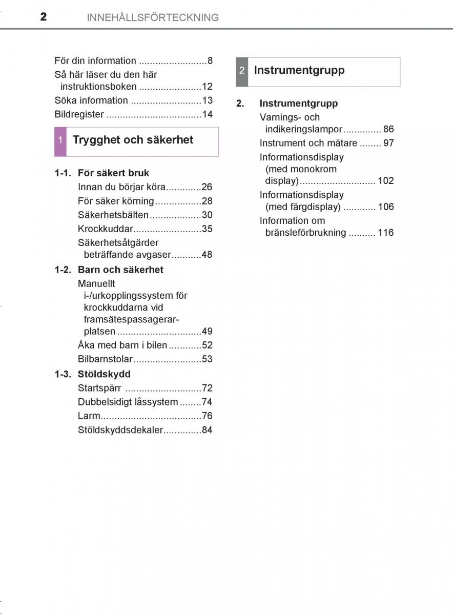 Toyota C HR instruktionsbok / page 2