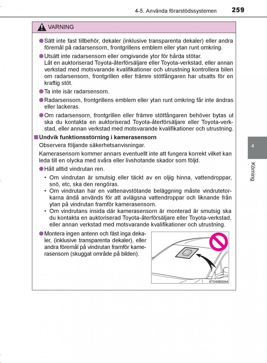 Toyota C HR instruktionsbok / page 259