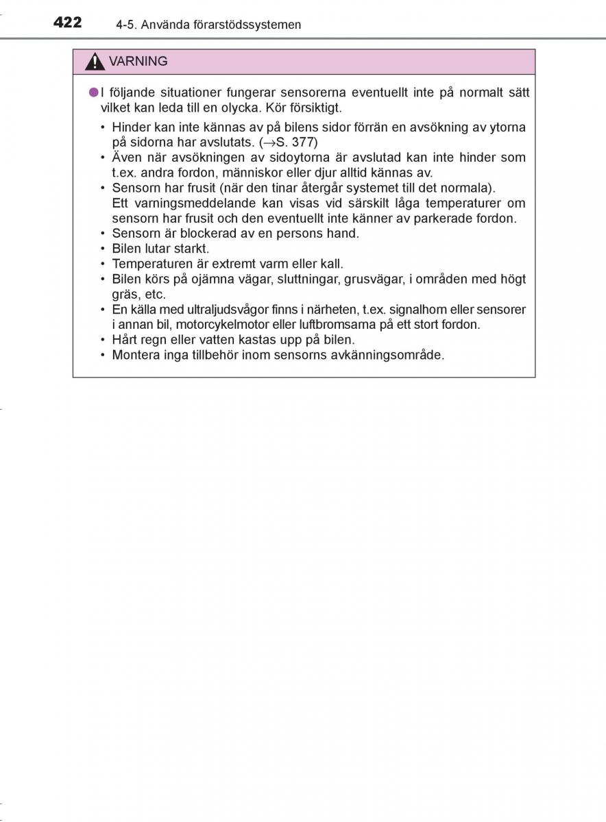 Toyota C HR instruktionsbok / page 422
