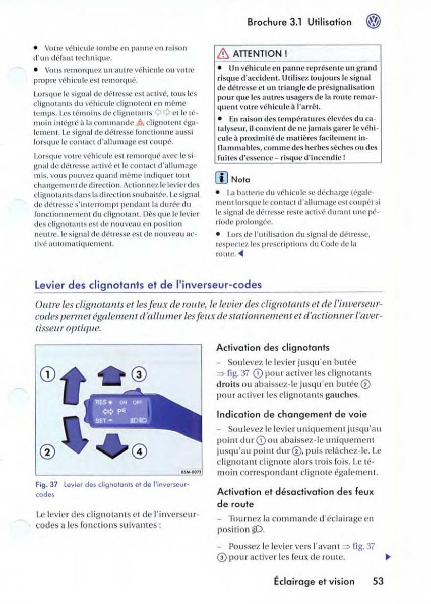 VW Golf V 5 manuel du proprietaire / page 56