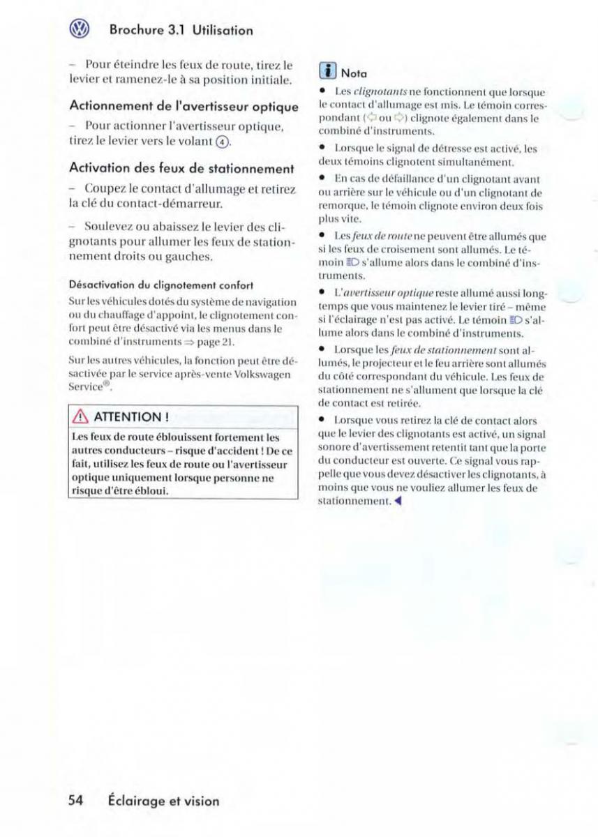 VW Golf V 5 manuel du proprietaire / page 57