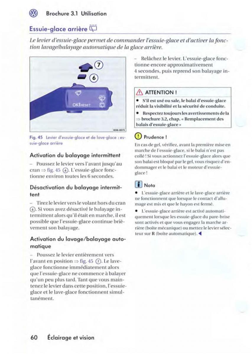 VW Golf V 5 manuel du proprietaire / page 63