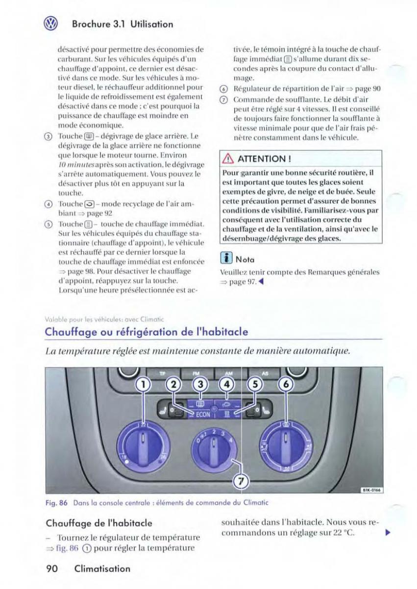 VW Golf V 5 manuel du proprietaire / page 94