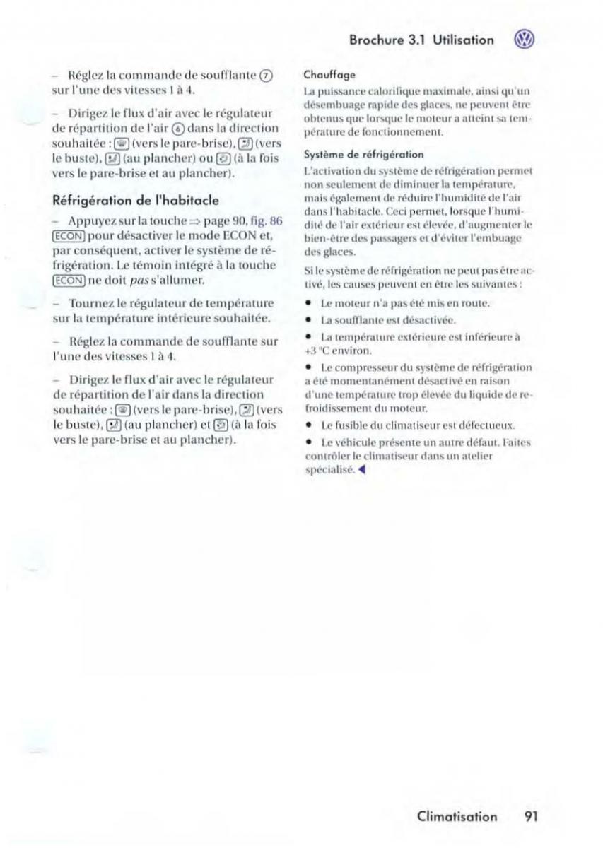 VW Golf V 5 manuel du proprietaire / page 95