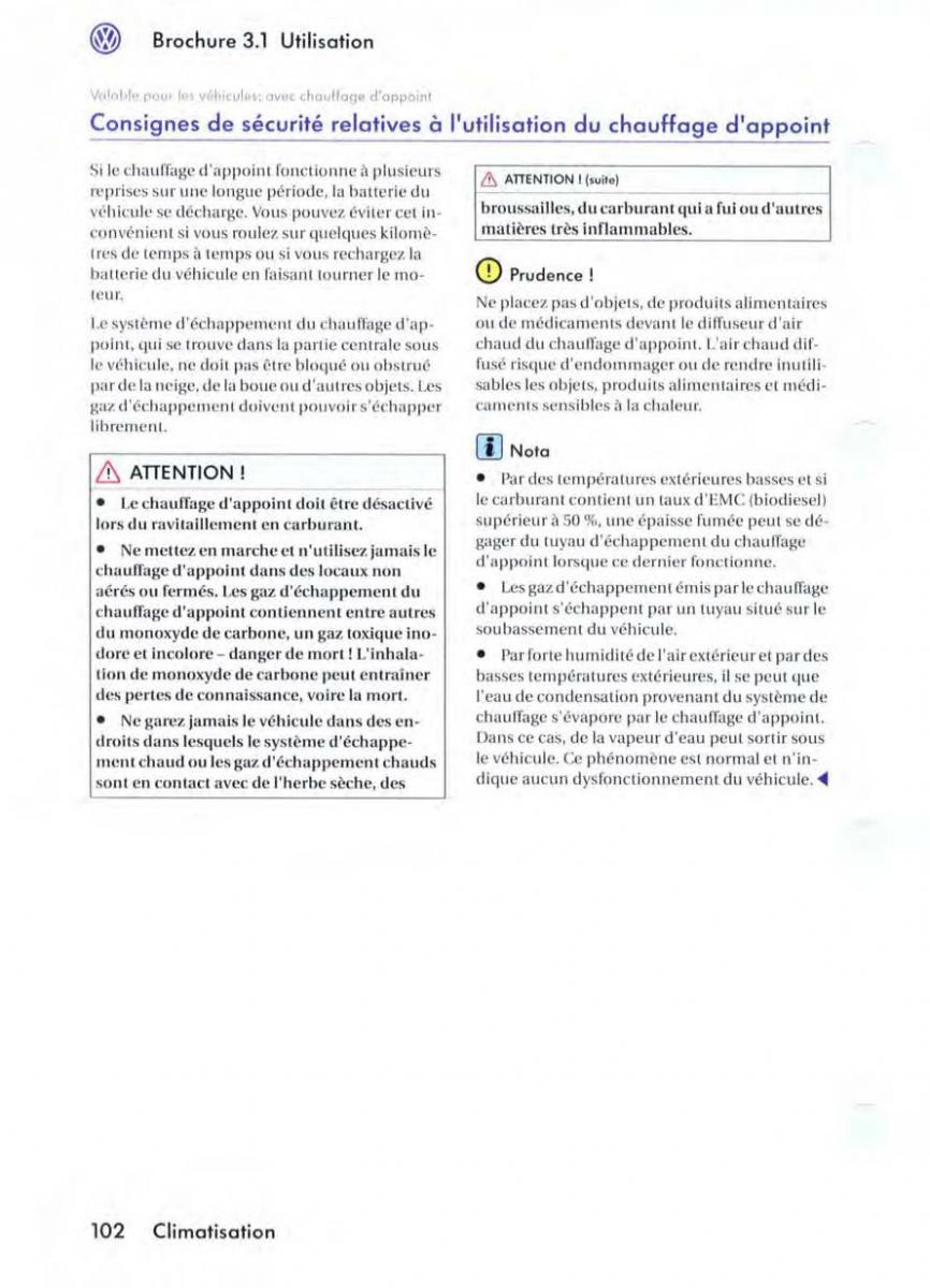 VW Golf V 5 manuel du proprietaire / page 106