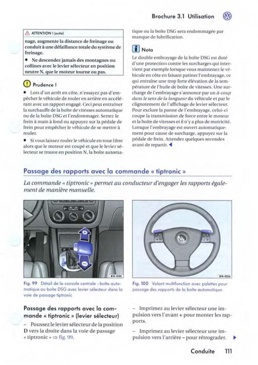 VW Golf V 5 manuel du proprietaire / page 115