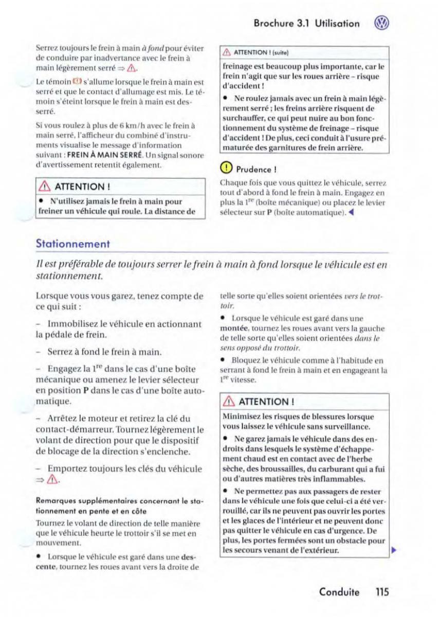 VW Golf V 5 manuel du proprietaire / page 119