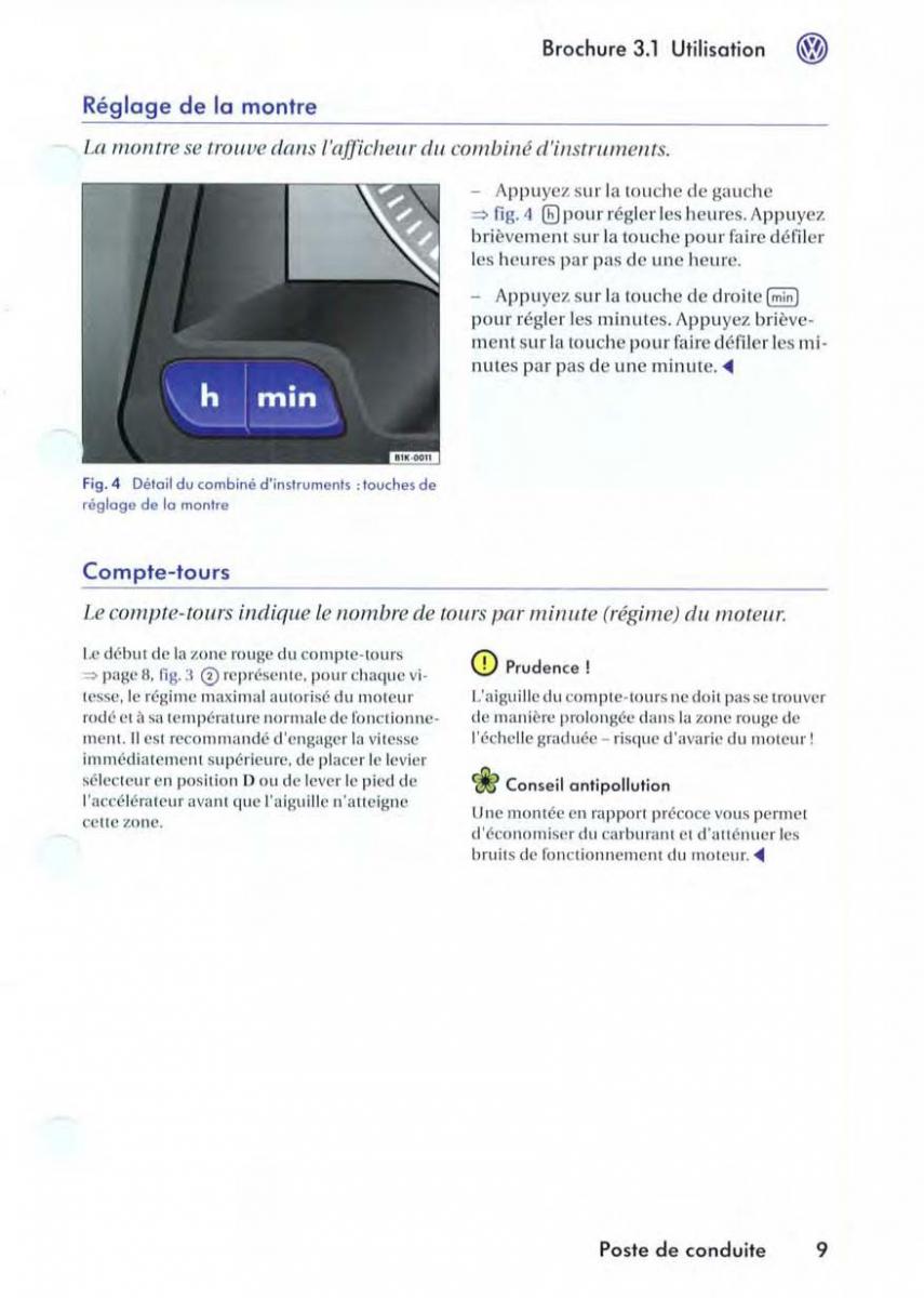 VW Golf V 5 manuel du proprietaire / page 12