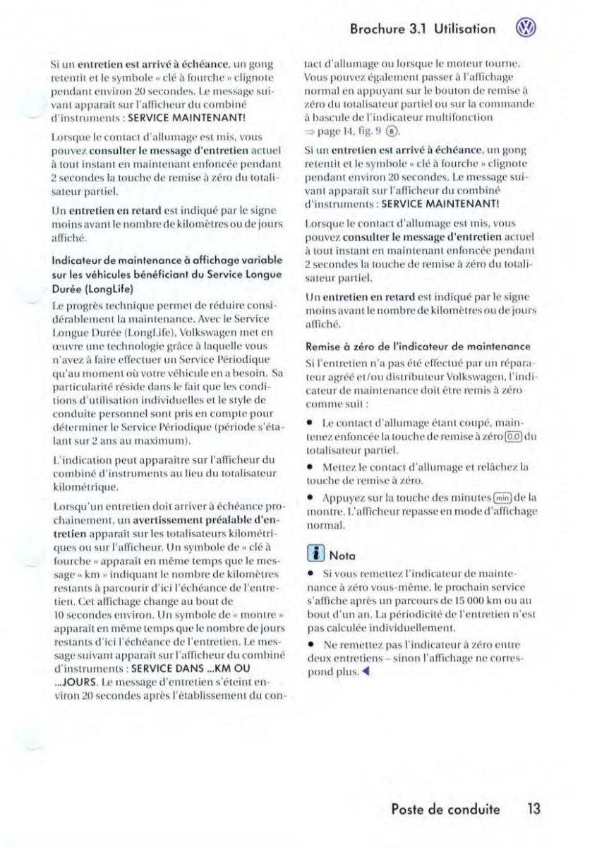 VW Golf V 5 manuel du proprietaire / page 16