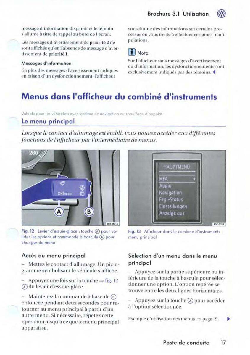 VW Golf V 5 manuel du proprietaire / page 20
