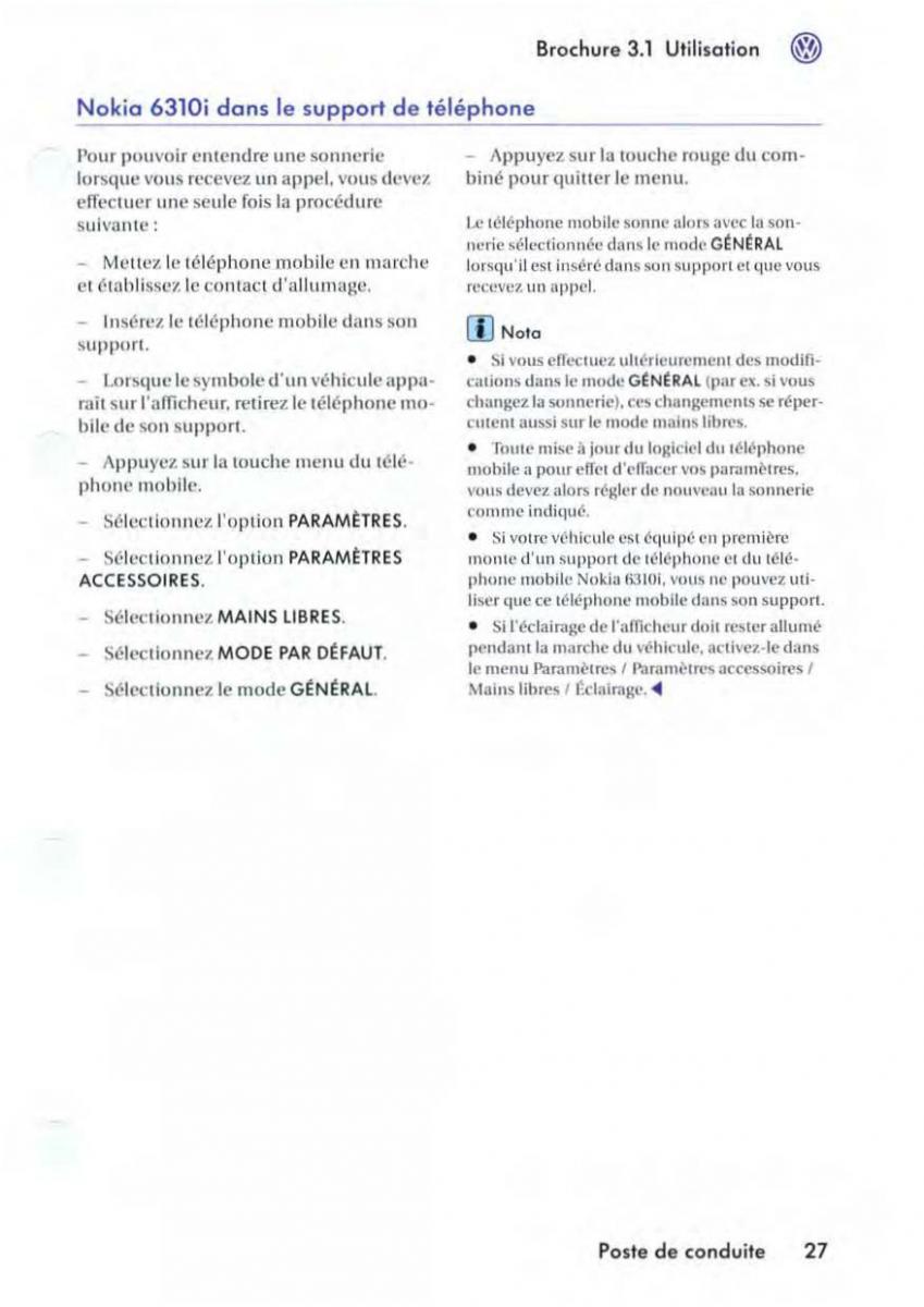 VW Golf V 5 manuel du proprietaire / page 30