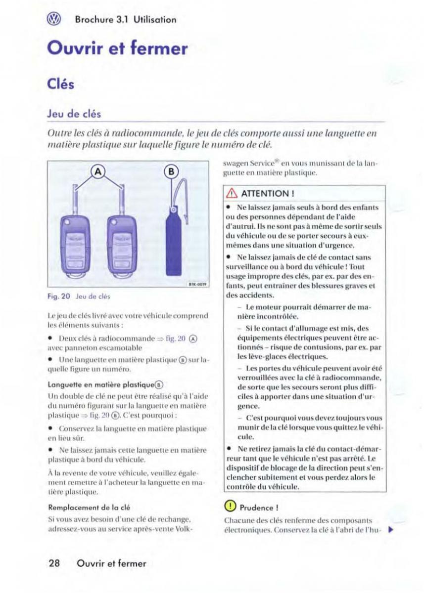 VW Golf V 5 manuel du proprietaire / page 31