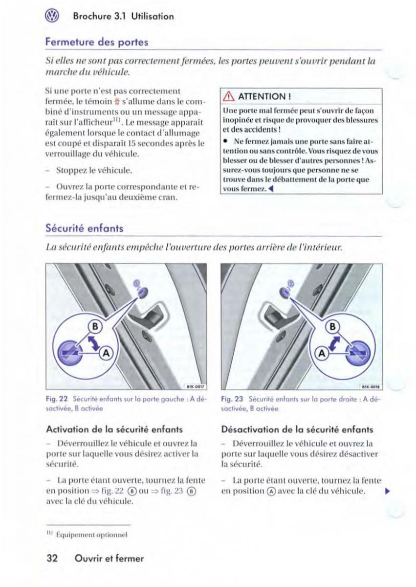 VW Golf V 5 manuel du proprietaire / page 35