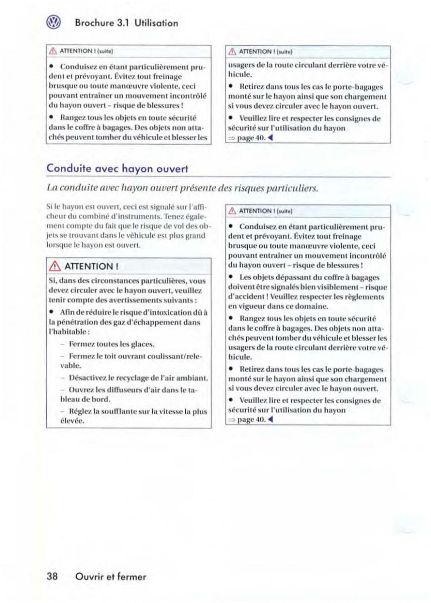 VW Golf V 5 manuel du proprietaire / page 41
